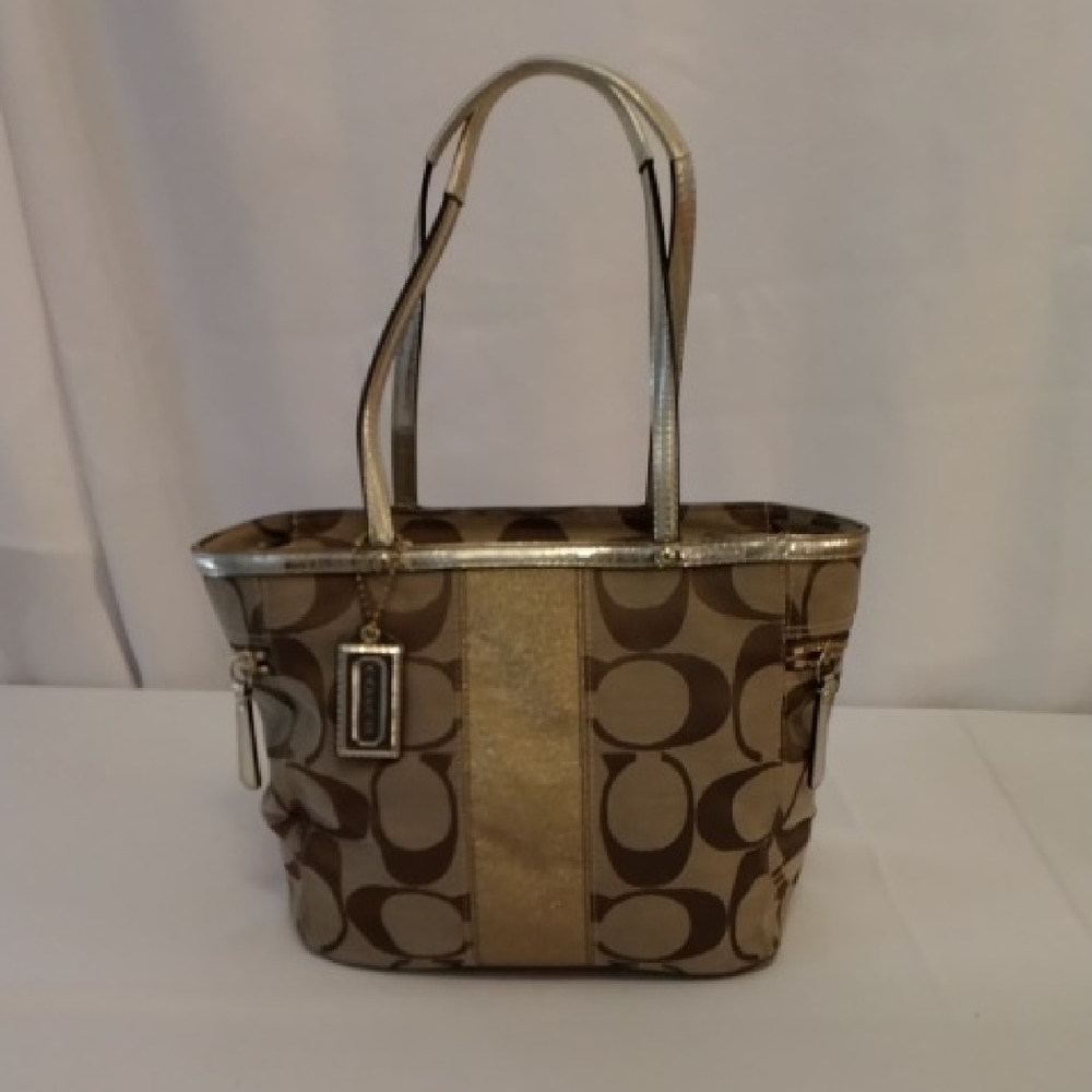 Coach Gold and Brown Signature Tote